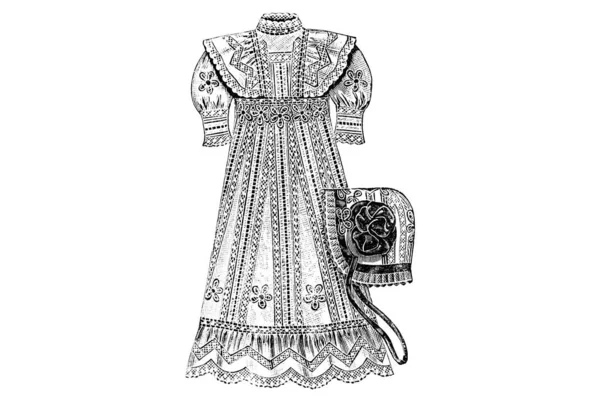 Handritad Skiss Vintage Kvinnliga Kläder Mode Illustration — Stockfoto