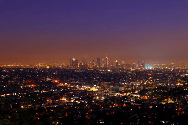 Los Angeles Califórnia Vista Pôr Sol Observatório Griffith — Fotografia de Stock
