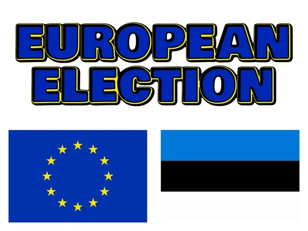 欧洲议会选举 欧洲经济共同体旗帜和爱沙尼亚 — 图库照片