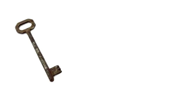 Винтажный Ключ Изолирован Белом Фоне — стоковое фото