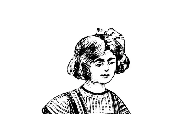 Портрет Девушки Белом Фоне Карандашная Иллюстрация — стоковое фото