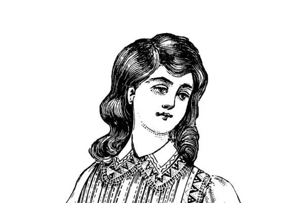 Retrato Jovem Vestido Ilustração Lápis — Fotografia de Stock