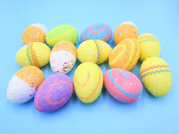 Colorful Easter Composition Blue Background — Stock Photo, Image
