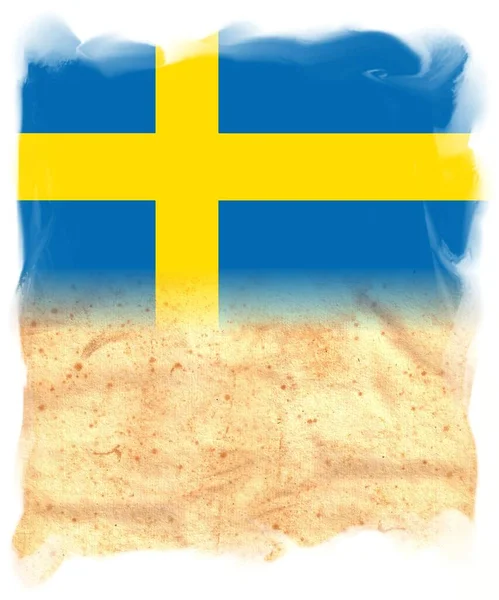Svédország Zászló Eredeti Évjárat Pergamen Papír Helyet Szöveg Vagy Design — Stock Fotó