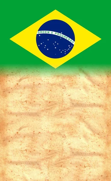Флаг Brazil Оригинальной Винтажной Пергаментной Бумаге Пространством Текста Дизайна — стоковое фото