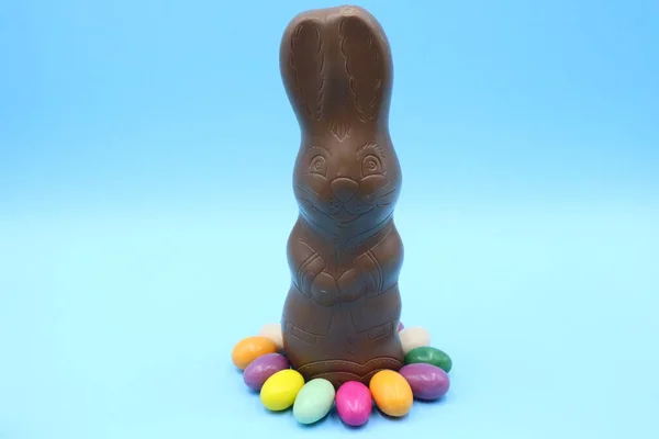 Composición Conejo Chocolate Pascua — Foto de Stock