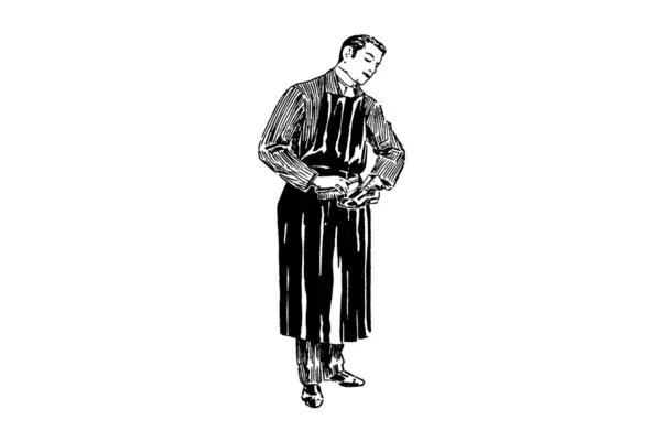 Zwart Wit Illustratie Van Een Jonge Man Een Pak Das — Stockfoto