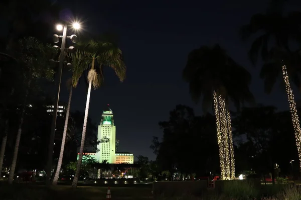 Los Ángeles California Mayo 2019 Vista Del Ayuntamiento Por Noche —  Fotos de Stock