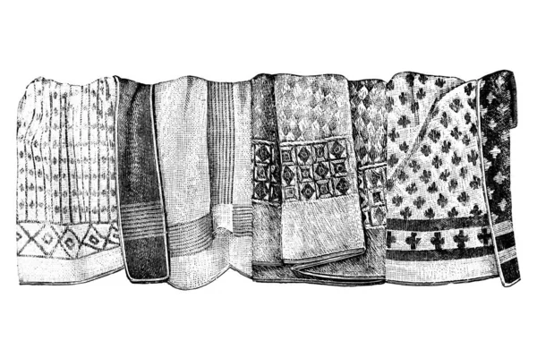 Hand Drawn Sketch Vintage Blankets Illustration — Stock Photo, Image