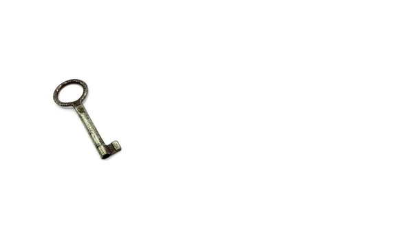 Вінтажний Ключ Ізольований Білому Тлі — стокове фото