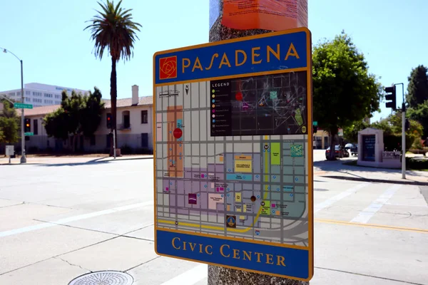 Pasadena カリフォルニア州2019年10月3日 Pasadenaシビックセンターマップサイン ロサンゼルス郡 カリフォルニア州 — ストック写真