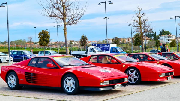 stock image Citt Sant'Angelo, Italy  April 9, 2022: different FERRARI cars. Ferrari is an Italian luxury sports car based in Maranello, Italy