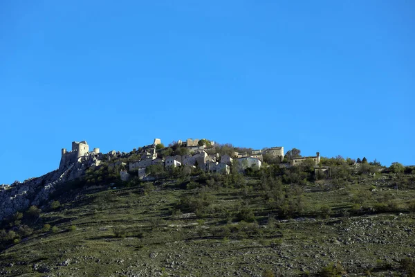 stock image view of the  Calascio  in the province of L'Aquila, in the Abruzzo region of central Italy