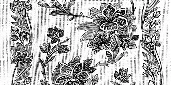 Handritad Blyertskiss Textilmönster För Vintage Kvinnliga Kläder — Stockfoto