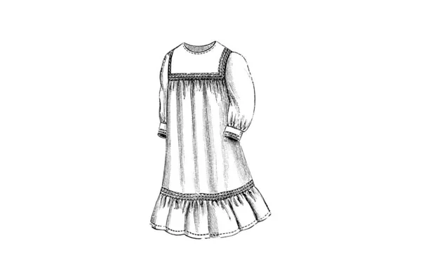 Handgezeichnete Skizze Von Vintage Kinderkleidung Mode Illustration — Stockfoto