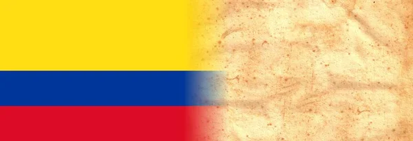 Colombia Flagga Originalårgång Pergamentpapper Med Plats För Text Eller Design — Stockfoto