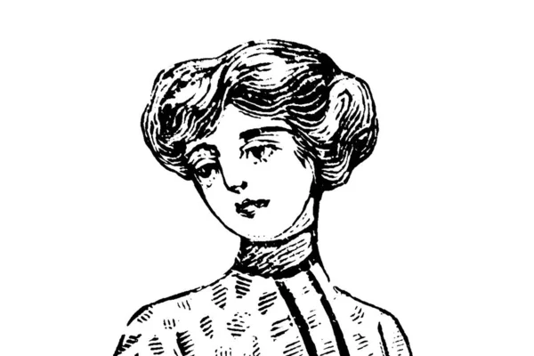 Portret Młodej Kobiety Białym Tle Ilustracja Ołówka — Zdjęcie stockowe