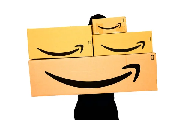 Amazon Paquetes Cajas Entrega —  Fotos de Stock