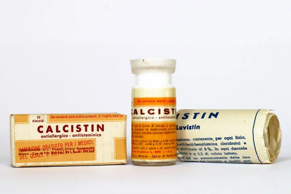 Roma Itália Fevereiro 2022 Vintage 1950 Calcistin Comprimidos Medicina Com — Fotografia de Stock
