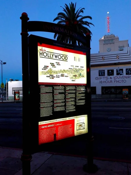 Hollywood Los Angeles California Settembre 2018 Mappa Turistica Hollywood Pannello — Foto Stock