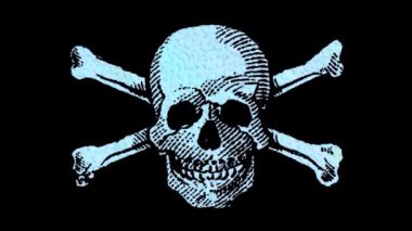 Renkli SKULL ve Çapraz Kemikler, karikatür biçimi