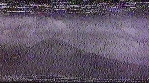 Static Noise Glitch Effect Originele Video Van Een Vintage Televisie — Stockvideo