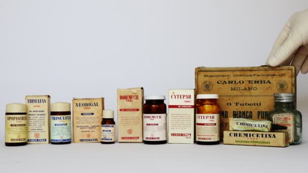 Milano Marzo 2022 Old Vintage 1920 1960 Carlo Erba Medicines — Video Stock