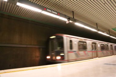 Los Angeles, Kaliforniya - 14 Mayıs 2019: Los Angeles şehir merkezinde bulunan Metro Şehir Merkezi İstasyonu