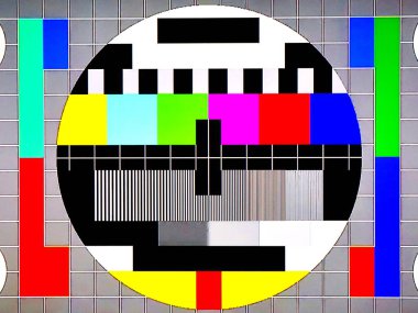 TV Test Pattern generated by a Monoscope, TV Static Noise Glitch Effect  Original Photo from a vintage Television  Concept for your project clipart