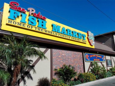 LOS ANGELES, California - 15 Eylül 2018: SAN PEDRO FISH MARKET, Los Angeles