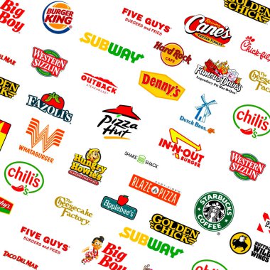 Dünyanın en ünlü fast food restoranlarının logoti koleksiyonu.