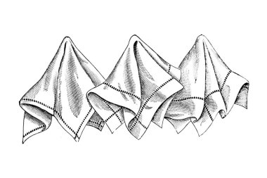 Klasik kadın mendillerinin el çizimi, moda çizimi. 