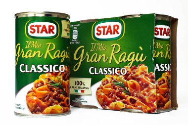 Roma, İtalya 27 Ağustos 2022: STAR Gran Rag Pasta Soslu İtalyan eti. STAR STPA Bir Gbfood Şirketi