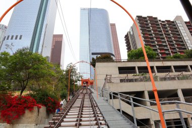 Los Angeles, Kaliforniya, ABD - 13 Mayıs 2019: Angels Flight, Los Angeles şehir merkezinde bulunan tarihi füniküler tren yolu