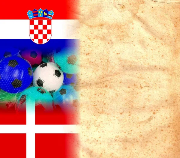 Bandiere Croazia Danimarca Con Palloni Colorati — Foto Stock