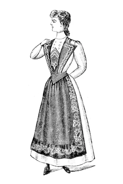 Handgezeichnete Skizze Einer Frau Vintage Kleidung Mode Illustration — Stockfoto