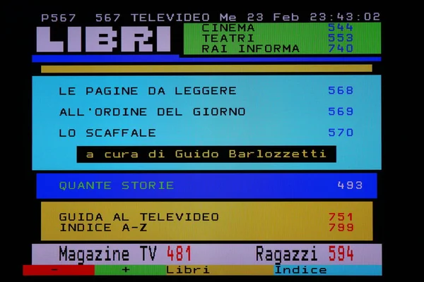 Roma Italia Febbraio 2022 Indice Teletext Delle Valutazioni Degli Spettatori — Foto Stock