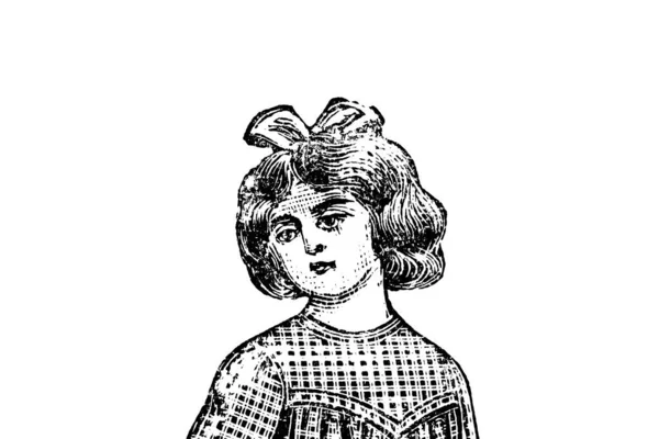 Porträt Eines Mädchens Auf Weißem Hintergrund Bleistift Illustration — Stockfoto