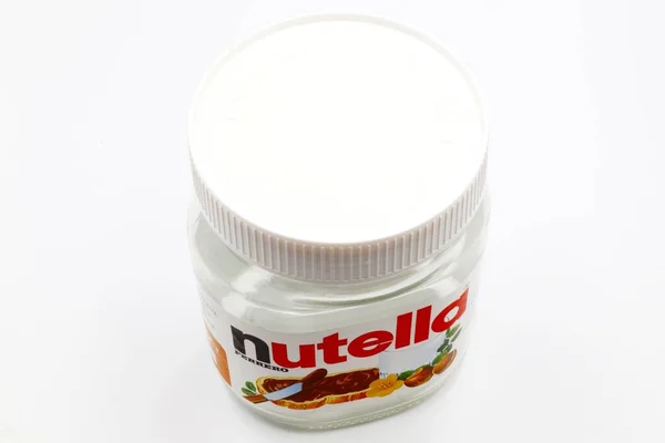 Pescara Italy July 2019 Nutella Empty Jar Hazelnut Spread Cocoa — Stock Photo, Image