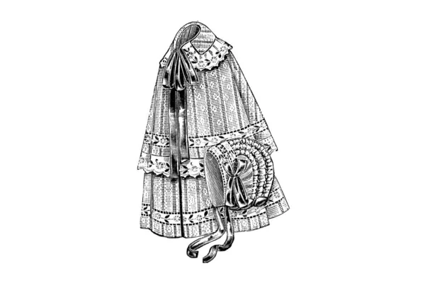 Hand Drawn Sketch Vintage Female Clothes Fashion Illustration — Stock Photo, Image