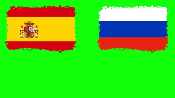 Vlaggen Van Rusland Spanje — Stockfoto