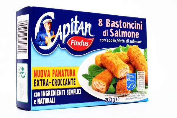 ペスカーラ イタリア2月11 2021 キャプテンFindusフィンガーサーモンクリスピーパンくず FindusはNomad Foods Groupの冷凍食品ブランドです — ストック写真