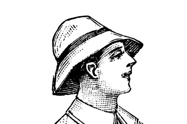 Fehér Hátterű Férfi Portréja Ceruza Illusztráció — Stock Fotó