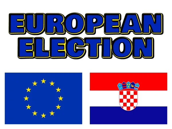 Európai Parlamenti Választások Európai Unió Horvátország Zászlói — Stock Fotó