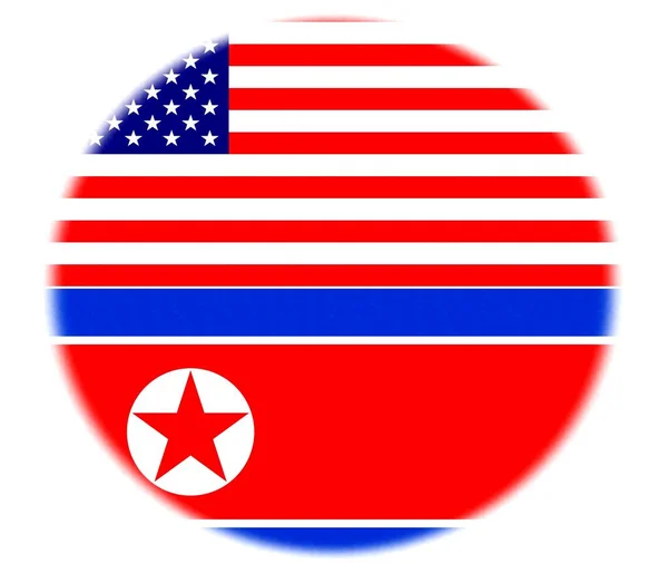 Drapeaux Des États Unis Amérique Corée Nord Concept Des Relations — Photo