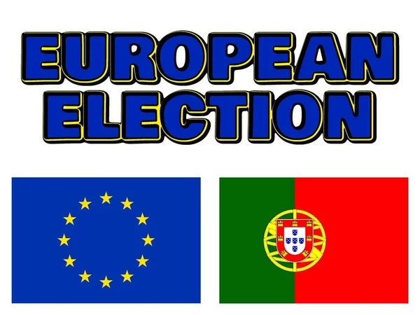 欧洲议会选举 欧洲经济共同体和葡萄牙的国旗 — 图库照片