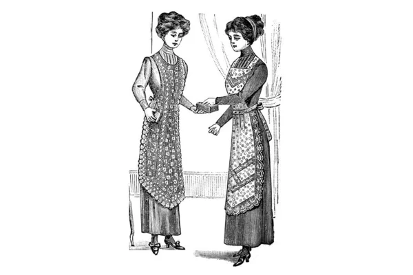 Junge Frauen Einem Kleid Auf Weißem Hintergrund Modeillustration Bleistiftzeichnung — Stockfoto