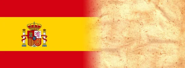 SPAIN Flag on original vintage Parchment paper with space for your text or design