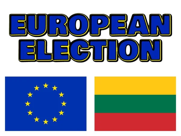 Вибори Європарламенту Прапори Європеанської Ури Литви — стокове фото
