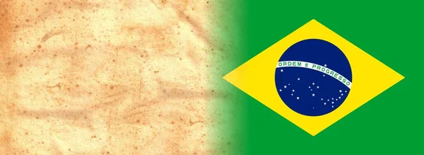 Brasil Bandeira Papel Pergaminho Vintage Original Com Espaço Para Seu — Fotografia de Stock